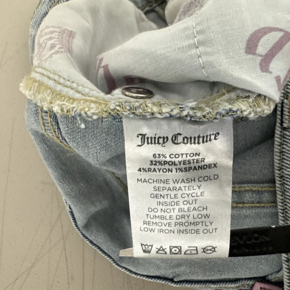Juicy Couture Cargo Jeans Sz 30 (28x34) Wide Leg Distressed Faded Boho Y2k Denim